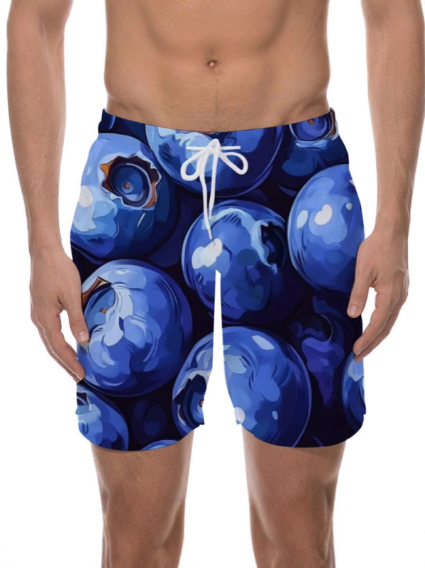 Βερμούδα παραλίας σε άνετη γραμμή με κορδόνι, ψηφιακή εκτύπωση, σχέδια ριγές/καρό/φλοράλ, Bird`s Eye πολυεστέρας (95%)