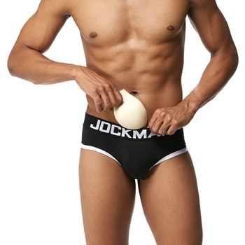 Ανδρικά briefs με μπροστινή και πίσω κούπα για ανύψωση γλουτών, με αποσπώμενο αφρώδες ένθετο, αναπνεόμενο βαμβακερό ύφασμα 40s, πλεκτή κατασκευή