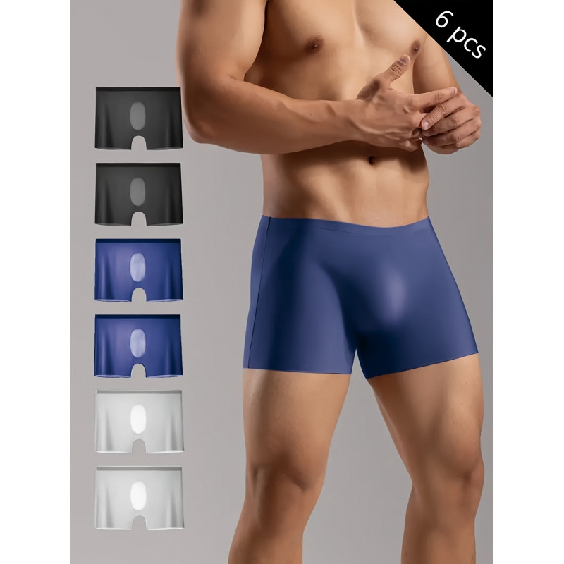 Vīriešu bezšuvju bokseršorti Ice Silk – elpojoši, ātri žūst, zems viduklis; galvenais materiāls: 100% akrils; kaunuma oderes materiāls: kokvilnas-modāls 100%