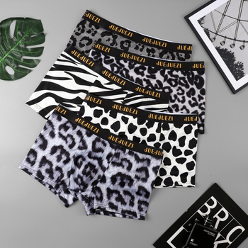 Férfi boxeralsó 5 darabos készlet, Geometriai minta, Puha, lélegző Milk Silk anyag, Középső derék, 95–100% poliészter