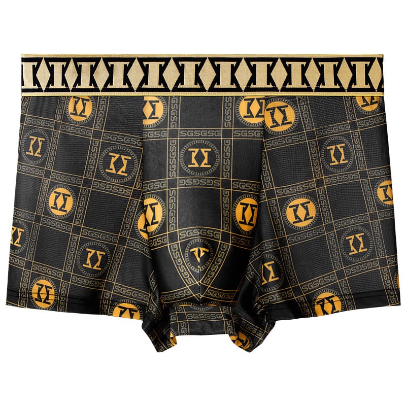 Férfi boxeralsó, lélegző, gyorsan száradó, antibakteriális, geometriai mintázatú, poliészter 90–95%, középmagas derekú, 3 darabos készlet