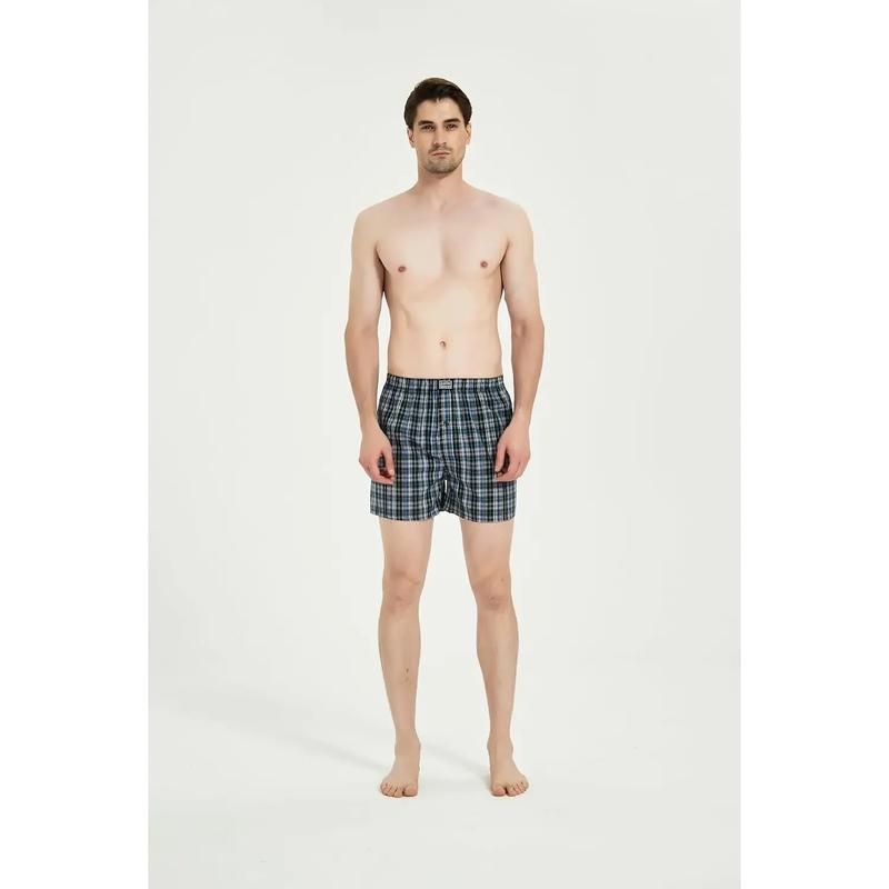 Férfi pamut, lélegző szövött boxerek, magas derékkal