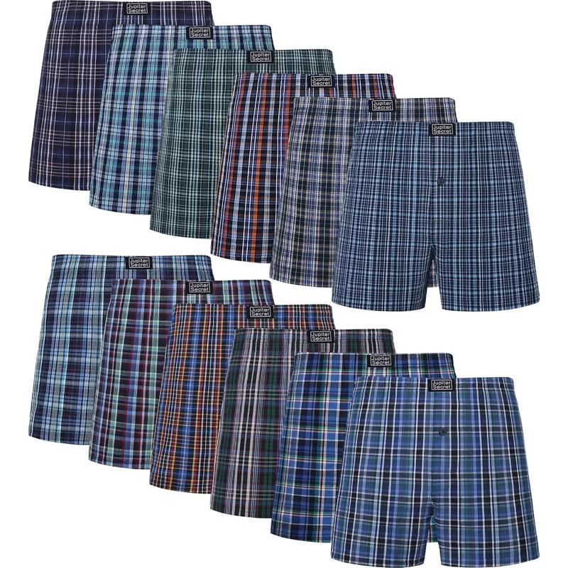 Férfi pamut, lélegző szövött boxerek, magas derékkal