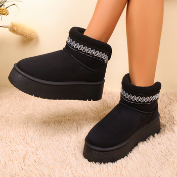 Sniega zābaki sievietēm ar biezu zoli, bez šņorēm, augšdaļa no nubuka suede, gumijas zole, iekšpuse no mākslīgās kažokādas, ziemas ikdienas stilā