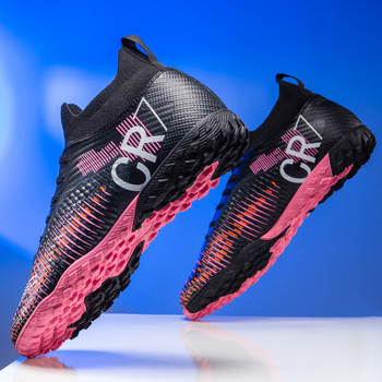 Futbolo bateliai su TF dantimis dirbtinei žolei, viršutinė dalis – sintetinis odos, aukštas viršus, priekinis raištis, priešslidėjimo padai