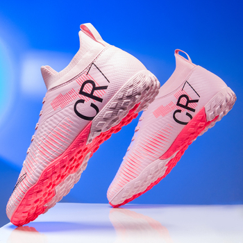 Ποδοσφαιρικά Παπούτσια Υψηλού Κολάρου με TF Καρφιά για Τεχνητό Γκαζόν, Επάνω Συνθετικό Δέρμα, Υψηλό Κολάρο, Μπροστινό Δέσιμο, Αντιολισθητική Σόλα