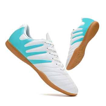 Ποδοσφαιρικά παπούτσια χαμηλού ύψους, συνθετικό δέρμα, εμπρόσθιο δέσιμο, διαπνέουσα τεχνολογία, αντιολισθητική σόλα από καουτς