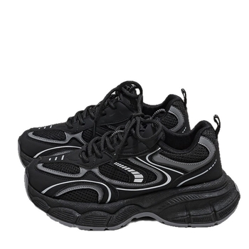 Γυναικείοι Dad Sneakers, κορεατικού στυλ, επάνω μέρος από μικροϊνών δέρμα, στρογγυλή μύτη, μεσαίου ύψους τακούνι 3–5 εκ, κορδόνια κλεισίματος