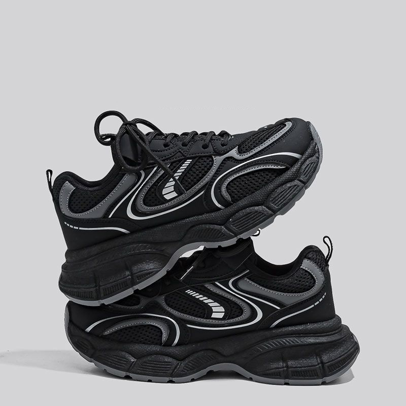 Moteriški Dad sneakers, Korėjietiško stiliaus, viršus iš mikropluošto odos, apvalus nosis, vidutinio aukščio kulnas 3–5 cm, raištelių užsegimas