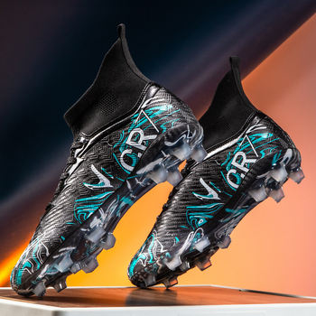 Ποδοσφαιρικά παπούτσια με υψηλό άνω μέρος, TF τάπες για χλοοτάπητα, αναπνεύσιμη διχτυωτή επένδυση, συνθετικό επάνω μέρος από δέρμα, Easy Flex λειτουργία