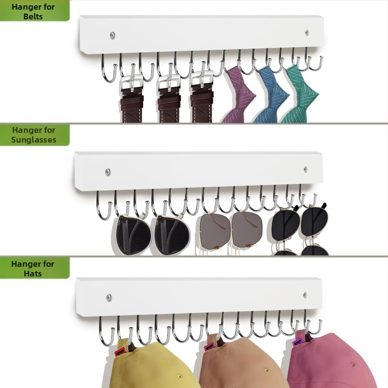 Nástenný vešiak s 14 háčikmi, drevený, moderný minimalistický štýl, nosnosť 3–5 kg