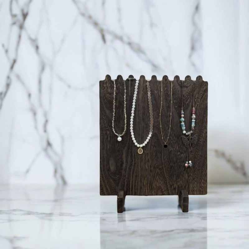 Ξύλινη βάση προβολής κολιών με 8 θέσεις, μοντέρνο μινιμαλιστικό στυλ, πολυλειτουργική για κοσμήματα, βάρος 407 γρ