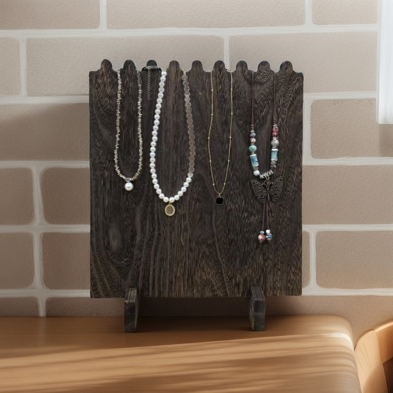 Ξύλινη βάση προβολής κολιών με 8 θέσεις, μοντέρνο μινιμαλιστικό στυλ, πολυλειτουργική για κοσμήματα, βάρος 407 γρ