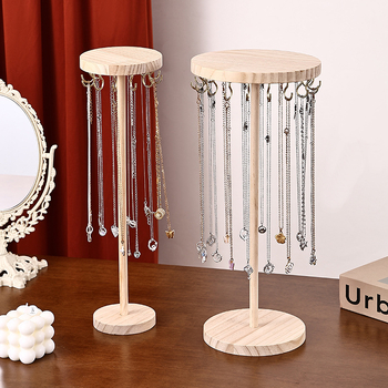 Ξύλινο κυκλικό ράφι κοσμημάτων, ένα επίπεδο, συγκολλημένη κατασκευή