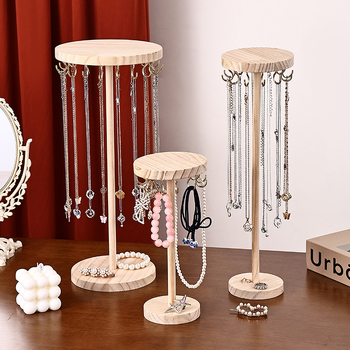 Ξύλινο κυκλικό ράφι κοσμημάτων, ένα επίπεδο, συγκολλημένη κατασκευή