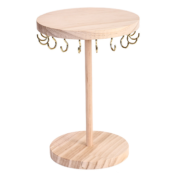 Ξύλινο κυκλικό ράφι κοσμημάτων, ένα επίπεδο, συγκολλημένη κατασκευή