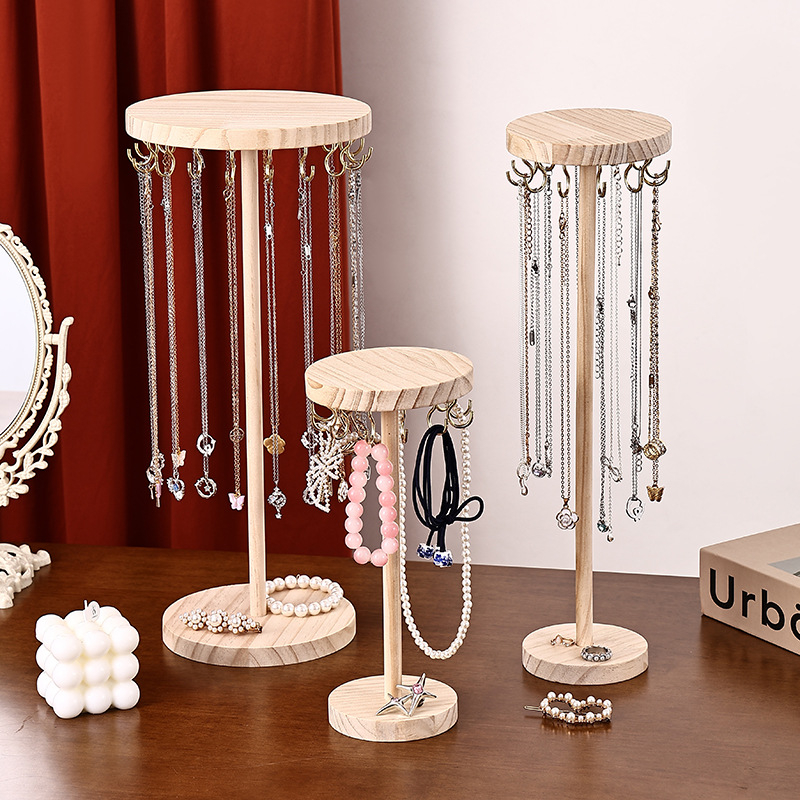 Ξύλινο κυκλικό ράφι κοσμημάτων, ένα επίπεδο, συγκολλημένη κατασκευή