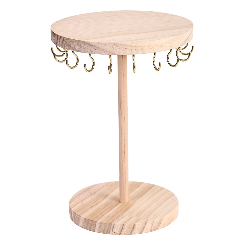 Ξύλινο κυκλικό ράφι κοσμημάτων, ένα επίπεδο, συγκολλημένη κατασκευή