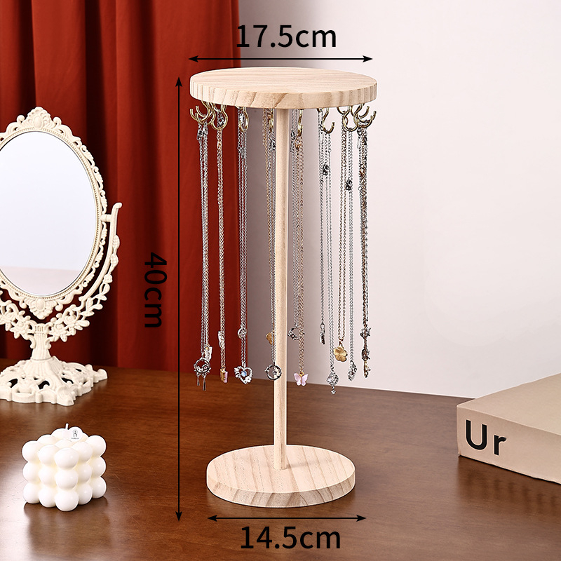 Ξύλινο κυκλικό ράφι κοσμημάτων, ένα επίπεδο, συγκολλημένη κατασκευή