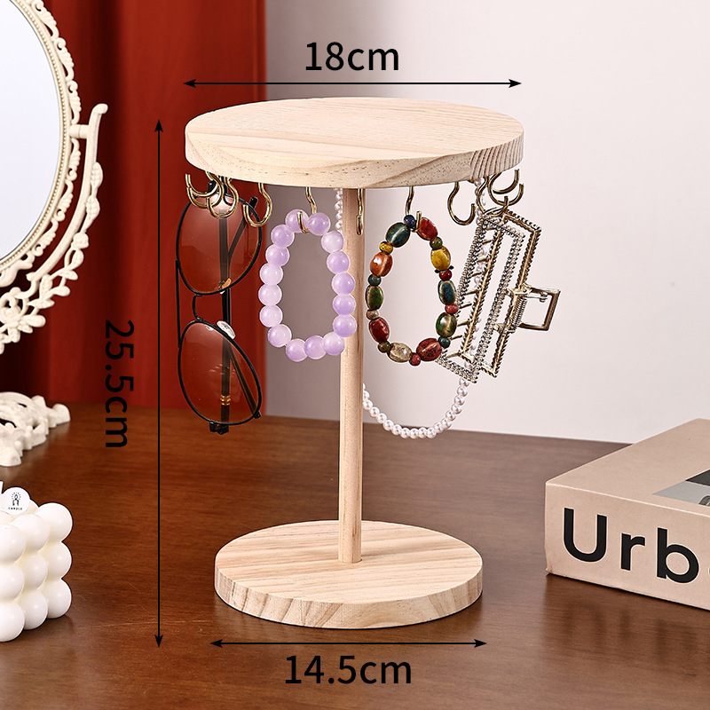 Ξύλινο κυκλικό ράφι κοσμημάτων, ένα επίπεδο, συγκολλημένη κατασκευή