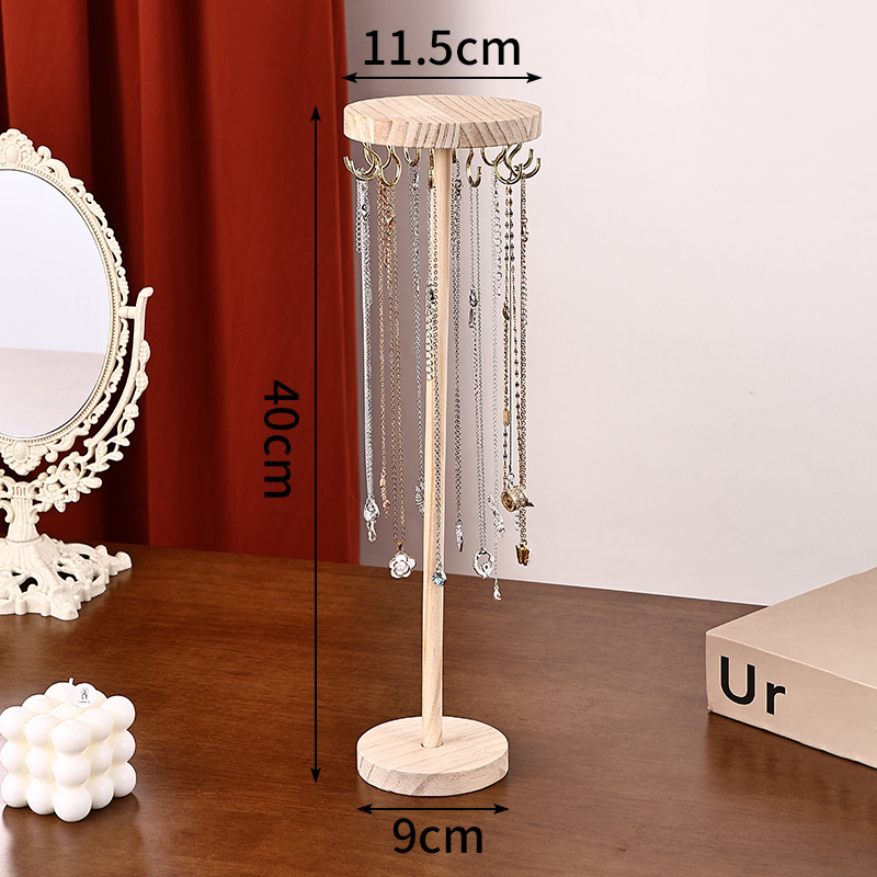 Ξύλινο κυκλικό ράφι κοσμημάτων, ένα επίπεδο, συγκολλημένη κατασκευή