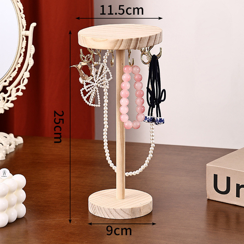 Ξύλινο κυκλικό ράφι κοσμημάτων, ένα επίπεδο, συγκολλημένη κατασκευή