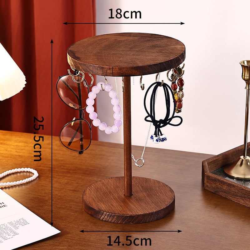 Ξύλινο κυκλικό ράφι κοσμημάτων, ένα επίπεδο, συγκολλημένη κατασκευή