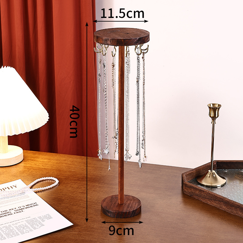 Ξύλινο κυκλικό ράφι κοσμημάτων, ένα επίπεδο, συγκολλημένη κατασκευή