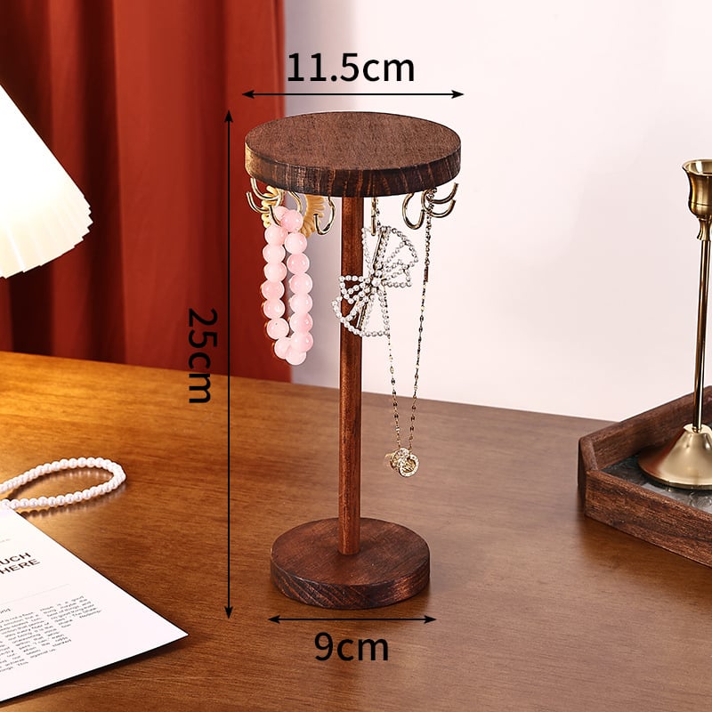 Ξύλινο κυκλικό ράφι κοσμημάτων, ένα επίπεδο, συγκολλημένη κατασκευή