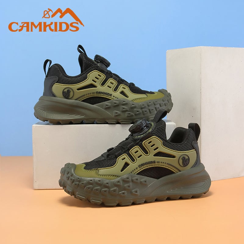 CAMKIDS zēnu sporta apavi, augšpuse no mākslīgās ādas un auduma, Velcro aizdare, elpojoši, viegli, EVA zole