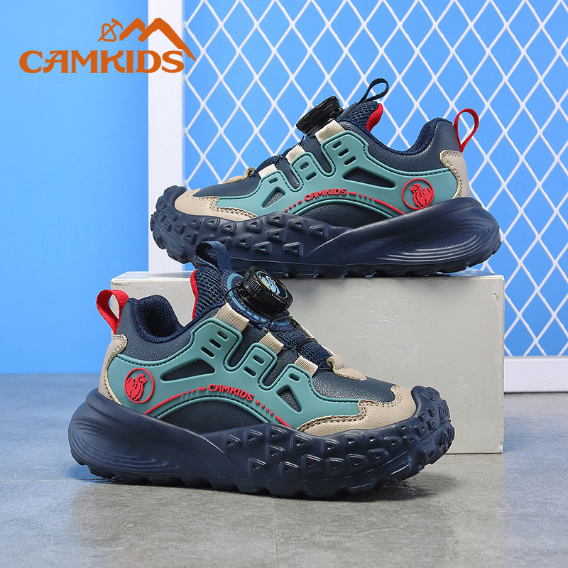 CAMKIDS zēnu sporta apavi, augšpuse no mākslīgās ādas un auduma, Velcro aizdare, elpojoši, viegli, EVA zole