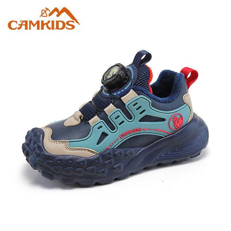 CAMKIDS zēnu sporta apavi, augšpuse no mākslīgās ādas un auduma, Velcro aizdare, elpojoši, viegli, EVA zole