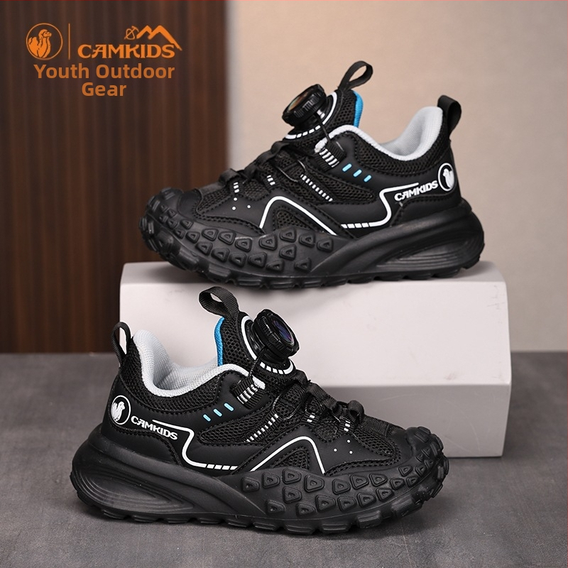 CAMKIDS zēnu sporta apavi, augšpuse no mākslīgās ādas un auduma, Velcro aizdare, elpojoši, viegli, EVA zole