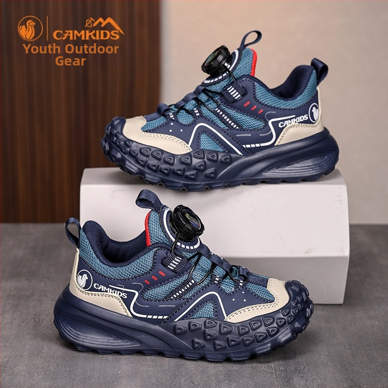 CAMKIDS zēnu sporta apavi, augšpuse no mākslīgās ādas un auduma, Velcro aizdare, elpojoši, viegli, EVA zole