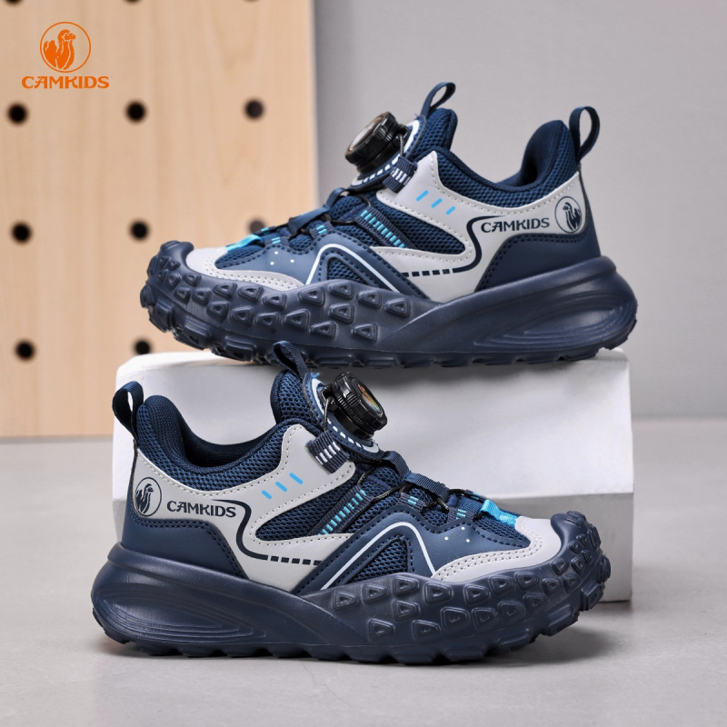CAMKIDS zēnu sporta apavi, augšpuse no mākslīgās ādas un auduma, Velcro aizdare, elpojoši, viegli, EVA zole