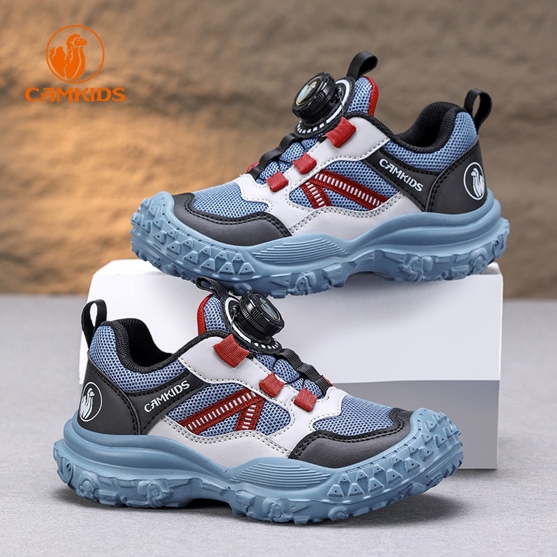 CAMKIDS zēnu sporta apavi, augšpuse no mākslīgās ādas un auduma, Velcro aizdare, elpojoši, viegli, EVA zole