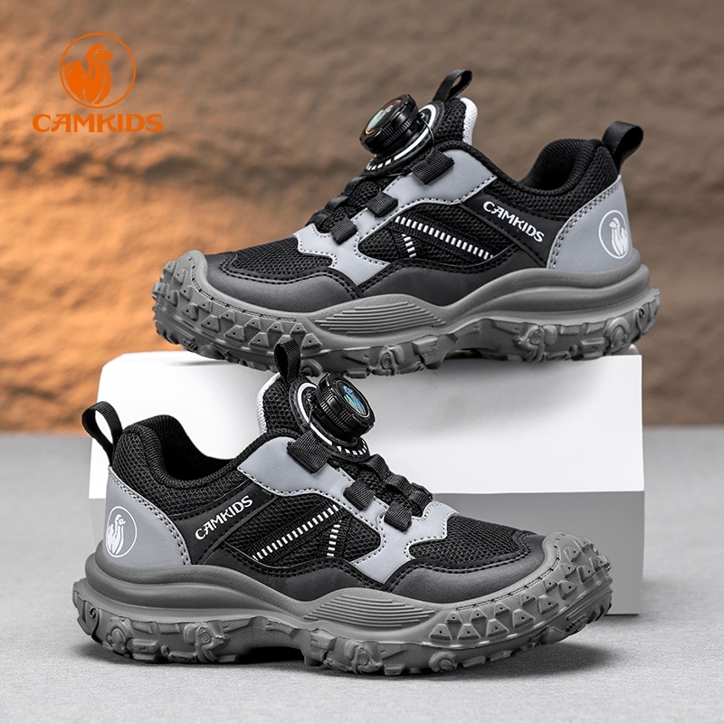 CAMKIDS zēnu sporta apavi, augšpuse no mākslīgās ādas un auduma, Velcro aizdare, elpojoši, viegli, EVA zole