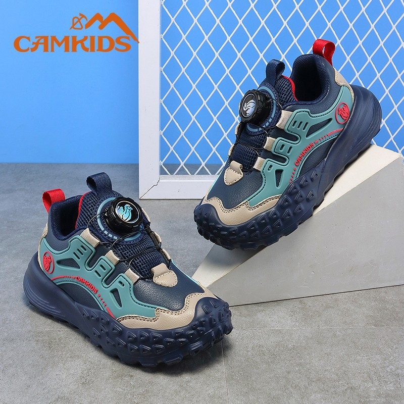 CAMKIDS zēnu sporta apavi, augšpuse no mākslīgās ādas un auduma, Velcro aizdare, elpojoši, viegli, EVA zole