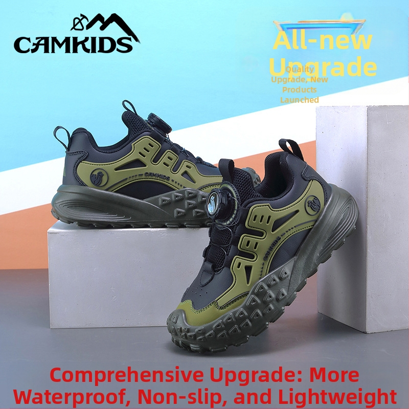 CAMKIDS zēnu sporta apavi, augšpuse no mākslīgās ādas un auduma, Velcro aizdare, elpojoši, viegli, EVA zole