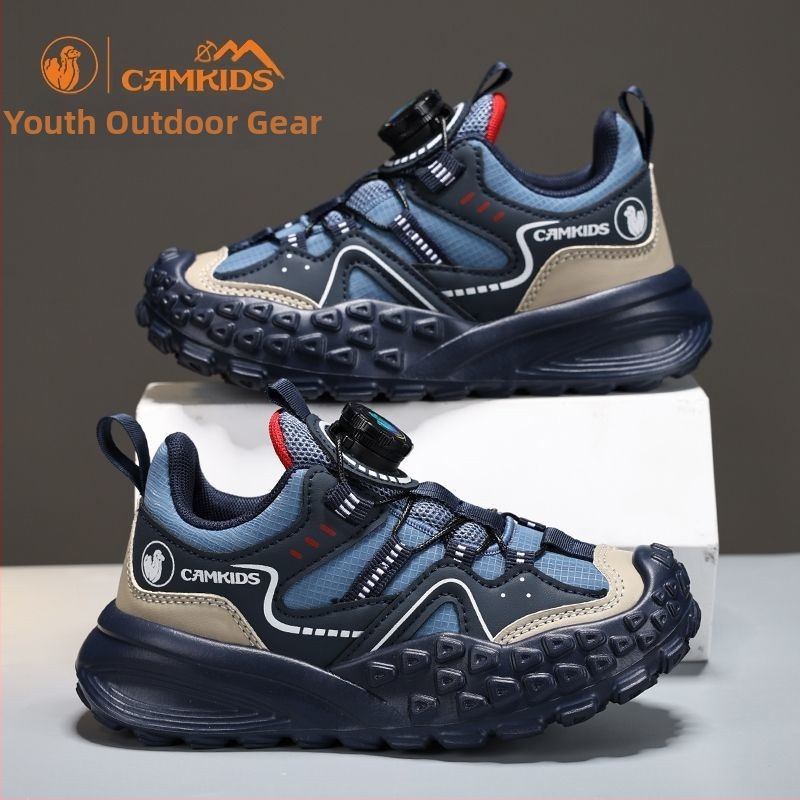 CAMKIDS zēnu sporta apavi, augšpuse no mākslīgās ādas un auduma, Velcro aizdare, elpojoši, viegli, EVA zole