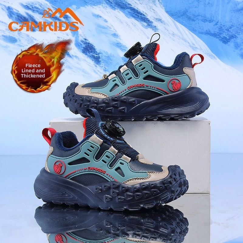 CAMKIDS zēnu sporta apavi, augšpuse no mākslīgās ādas un auduma, Velcro aizdare, elpojoši, viegli, EVA zole