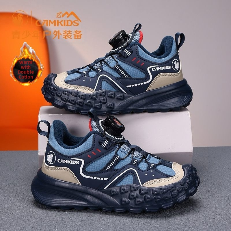 CAMKIDS zēnu sporta apavi, augšpuse no mākslīgās ādas un auduma, Velcro aizdare, elpojoši, viegli, EVA zole