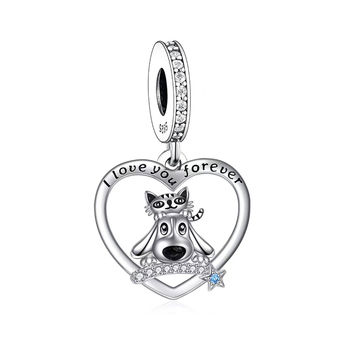 Сърцевидна висулка от 925 сребро за домашен любимец с мънисто и кристал – електроплатиран аксесоар за врата, INS стил