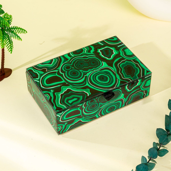 Κουτί συσκευασίας κοσμημάτων με γυάλινη επιφάνεια καθρέφτη και μοτίβο peacock stone, μικρό κουτί αποθήκευσης αξεσουάρ, κωδικός 001BH3030625