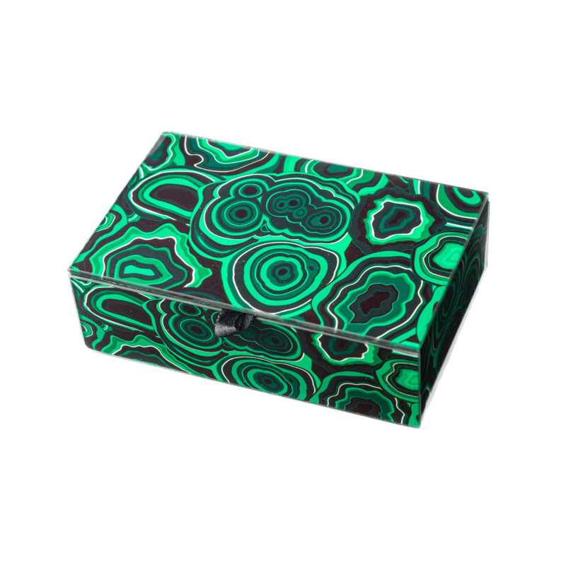 Κουτί συσκευασίας κοσμημάτων με γυάλινη επιφάνεια καθρέφτη και μοτίβο peacock stone, μικρό κουτί αποθήκευσης αξεσουάρ, κωδικός 001BH3030625