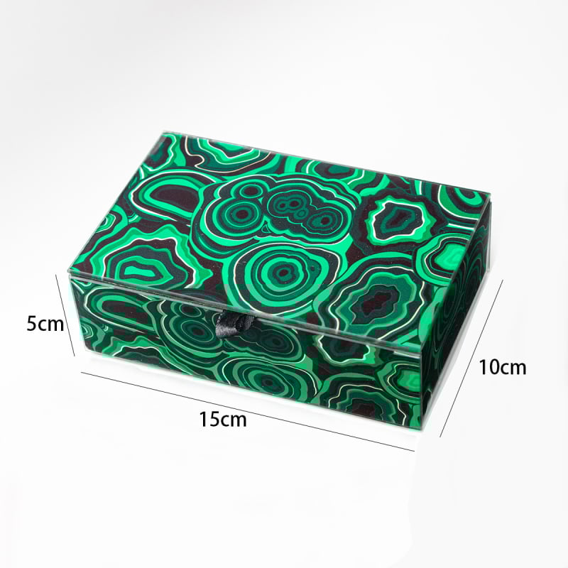 Κουτί συσκευασίας κοσμημάτων με γυάλινη επιφάνεια καθρέφτη και μοτίβο peacock stone, μικρό κουτί αποθήκευσης αξεσουάρ, κωδικός 001BH3030625