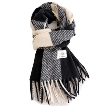 Sieviešu šalle no mākslīgā kašmīra, warp adījums, divpusēja nēsāšana, etno-retro stils