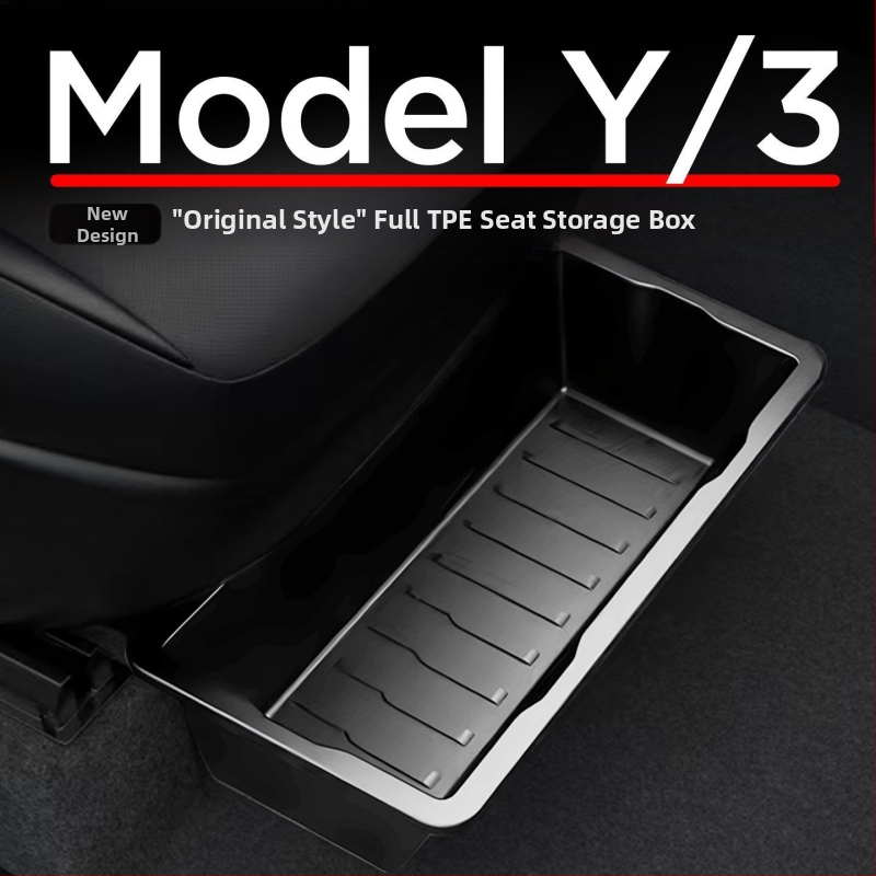 Podsedlová zásuvná skrinka na skladovanie pre vylepšené Model Y Tesla – vnútorný doplnok, plast, prispôsobiteľný, tlač loga možná, SKU 30ZH8394492307