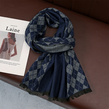 Vīriešu rakstaina šalle no poliesteru, warp-knitted, silta, aizsardzība pret sauli un putekļiem, visiem gadalaikiem, Jacquard audums