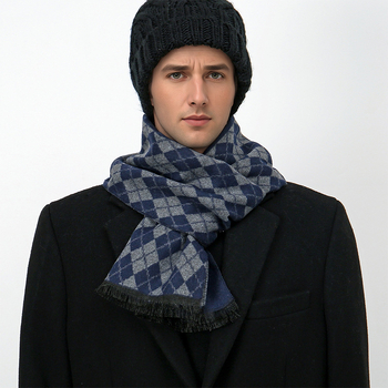 Vīriešu rakstaina šalle no poliesteru, warp-knitted, silta, aizsardzība pret sauli un putekļiem, visiem gadalaikiem, Jacquard audums